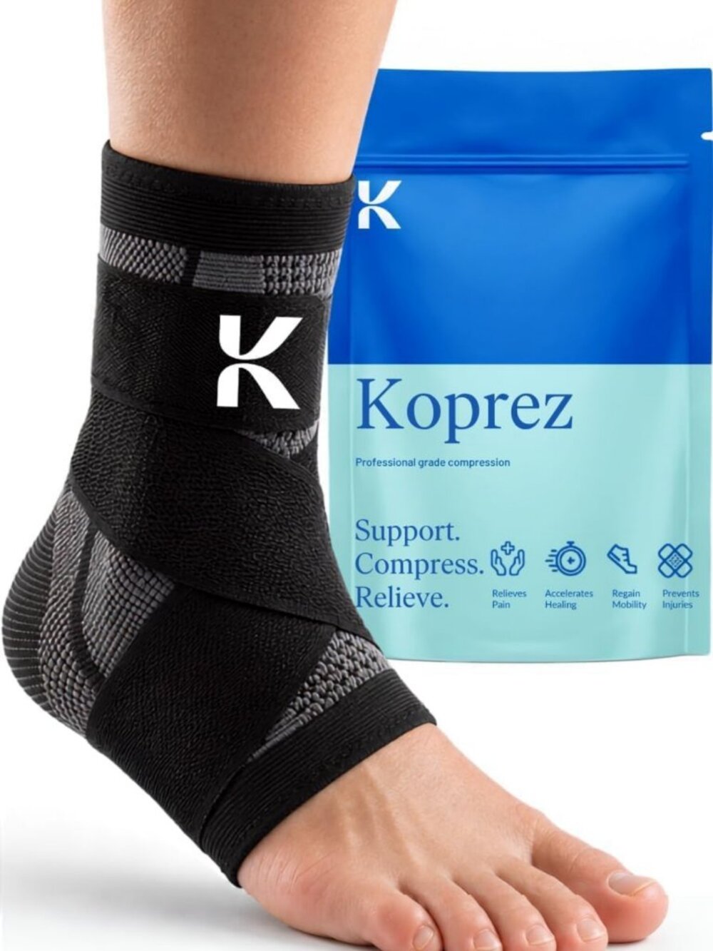 Ankle Compression Sleeve & Brace for Plantar Fasciitis Relief & Support